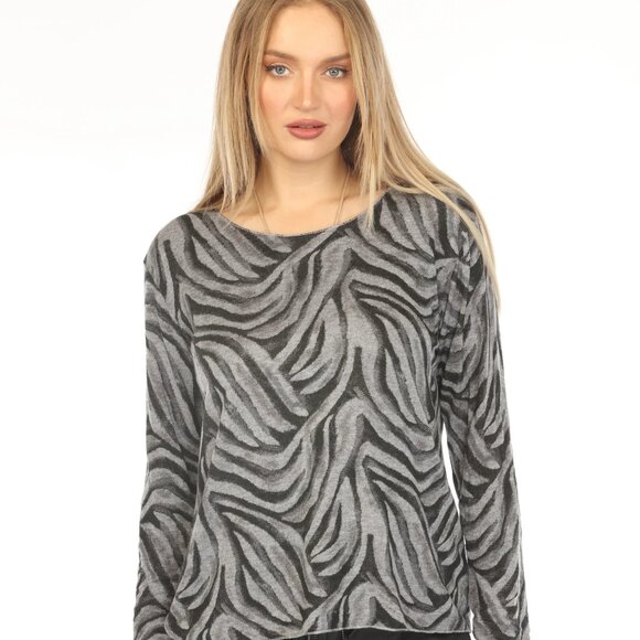 Grey & Black Zebra Print Top - Picture 1 of 8
